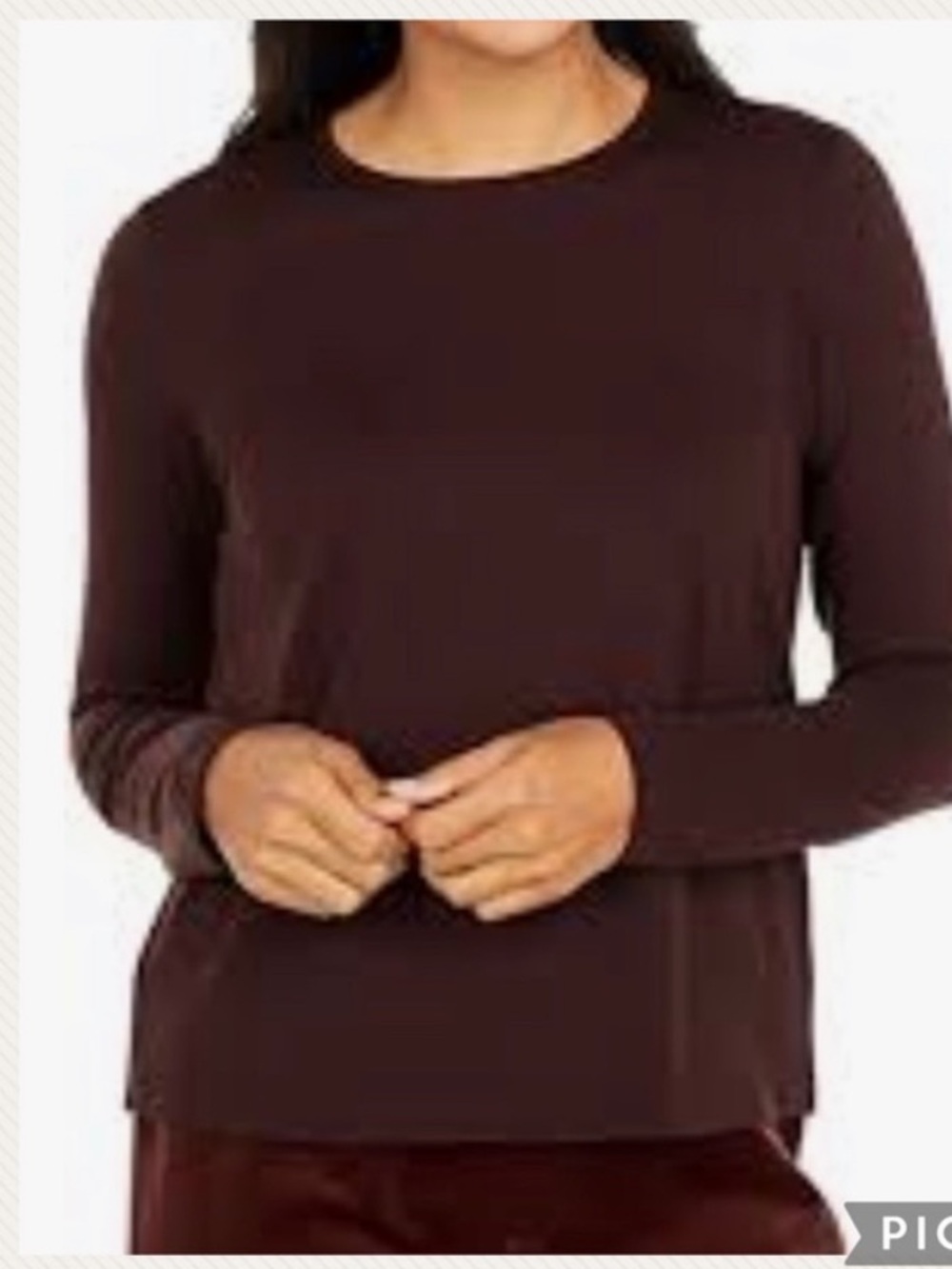 Eileen Fisher Brown Long-Sleeve Crewneck Top Large Jersey